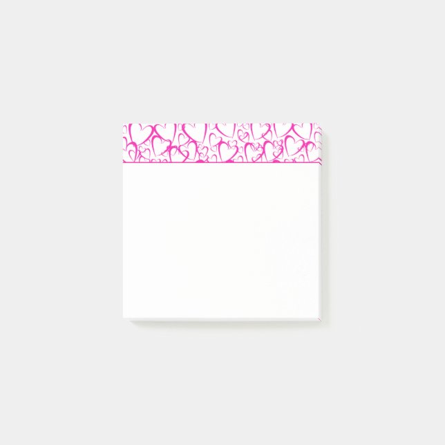 Nachhinweise zu rosa Herzen Post-it Klebezettel (Vorderseite)