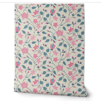 Nachlaufende Blumen - Paisley - Sanftes Rosa & Sta Tapete