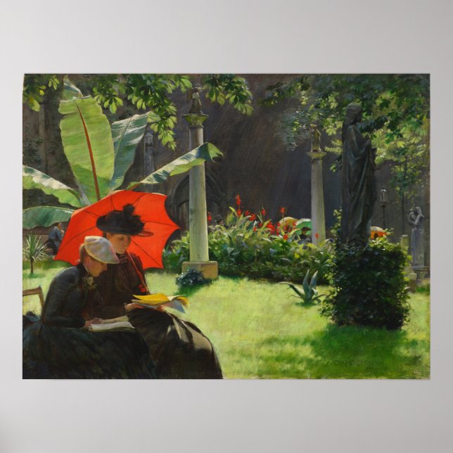 Nachmittag im Cluny Garden von Charles Curran Poster (Vorne)