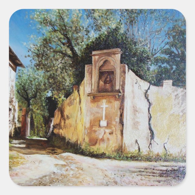 NACHMITTAG IN RIMAGGIO / Toskana Aussicht Quadratischer Aufkleber (Vorderseite)