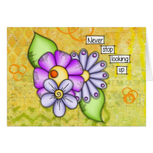 Nachmittags Freude Positive Gedanken Doodle Blume (Vorderseite (Horizontal))