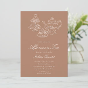 Nachmittags-Tea Handgezeichnete Hochzeitstorte Hoc Einladung