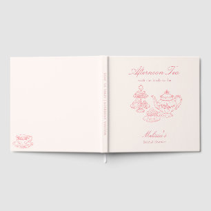 Nachmittags-Tea Handgezeichnete Pinke Hochzeitsdus Gästebuch