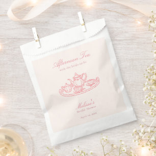Nachmittags-Tea Handgezeichnete Pinke Hochzeitsdus Geschenktütchen
