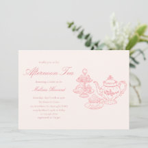 Nachmittags-Tea Handgezeichnete rosa Brautparty