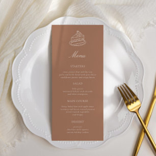 Nachmittags-Tee Handgezeichnete Braune Hochzeitsdu Menükarte