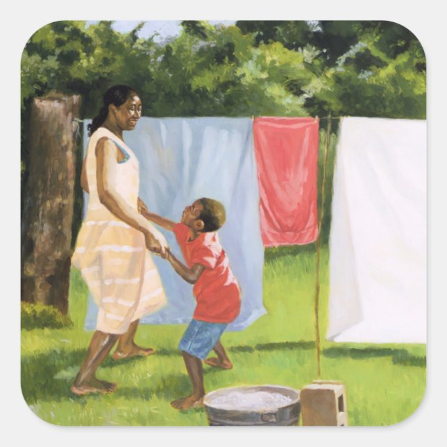 Nachmittagspause 2000 quadratischer aufkleber (Vorderseite)