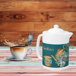 Nachmittagstee 50. Geburtstag Vintager Blumenkohl-<br><div class="desc">Machen Sie es im Stil - ein High Tea Party mit Vintagem Blumenteapot, wenn jemand, den Sie Liebe will, den 50. Geburtstag Meilenstein zu feiern. Die Illustration hat einen blauen Vintagen Blumenteapot, umgeben von Blüten und grünem Blattwerk. Genau zum Nachmittagstee. Sie können den Text ganz einfach durch den Button 'Anpassen'...</div>