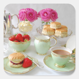 Nachmittagstee-Aufkleber Quadratischer Aufkleber