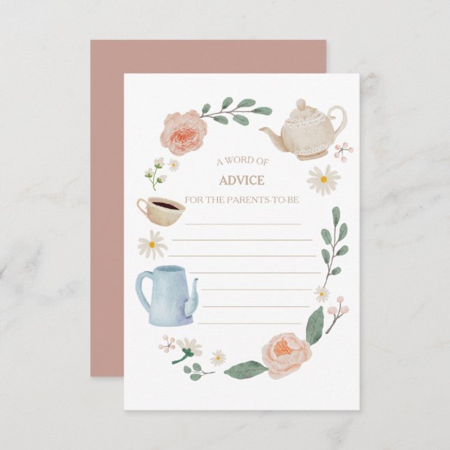 Nachmittagstee Babyduschberatungskarte Dankeskarte (Vorne/Hinten)