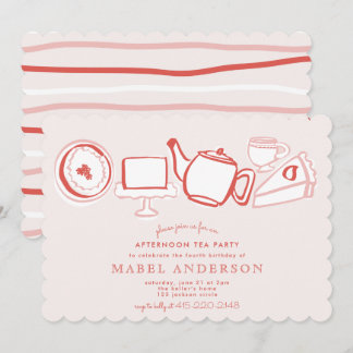 Nachmittagstee Kindergeburtstag Party Einladung