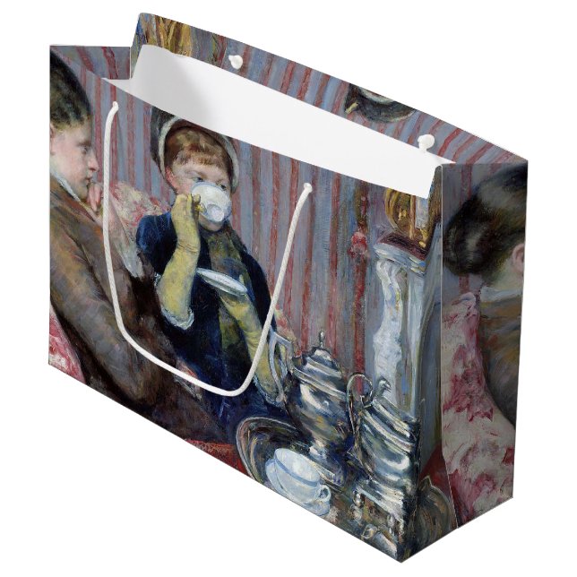 Nachmittagstee, Mary Cassatt große Geschenktasche Geschenktüte (Vorderseite Schrägansicht)