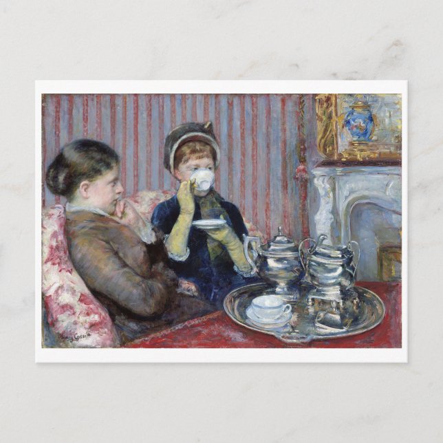 Nachmittagstee, Mary Cassatt Postkarte (Vorderseite)