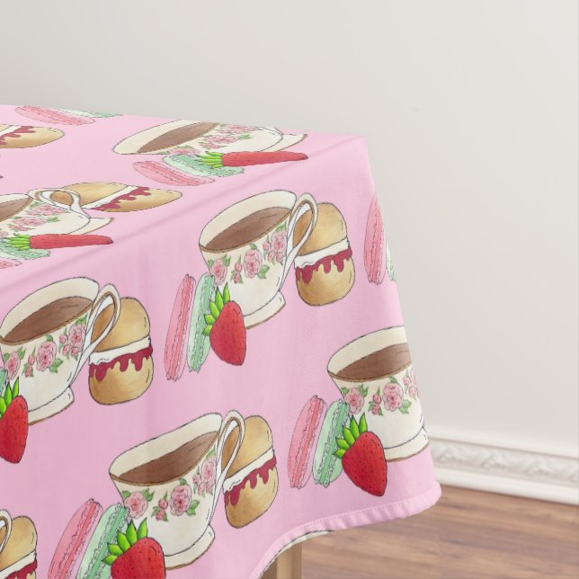 Nachmittagstee Party Macarons Teacup Scone Berry Tischdecke (Beispiel)