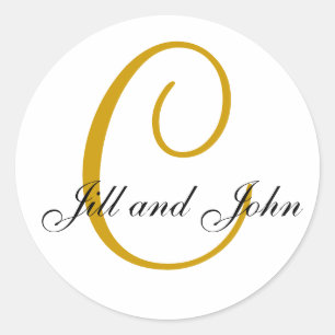Nachname Anfangsbuchstabe C plus Vorname Gold Aufk Runder Aufkleber