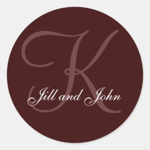 Nachname Anfangsbuchstabe K plus Vorname Choclate  Runder Aufkleber