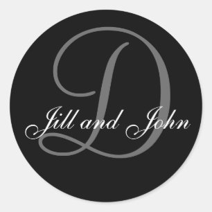 Nachname Anfangsbuchstaben D plus Vornamen Schwarz Runder Aufkleber