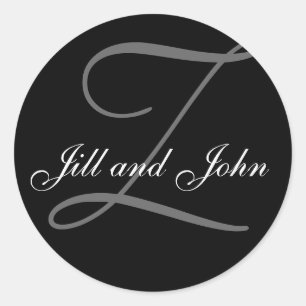 Nachname Anfangsz plus Vorname-schwarzen Aufkleber