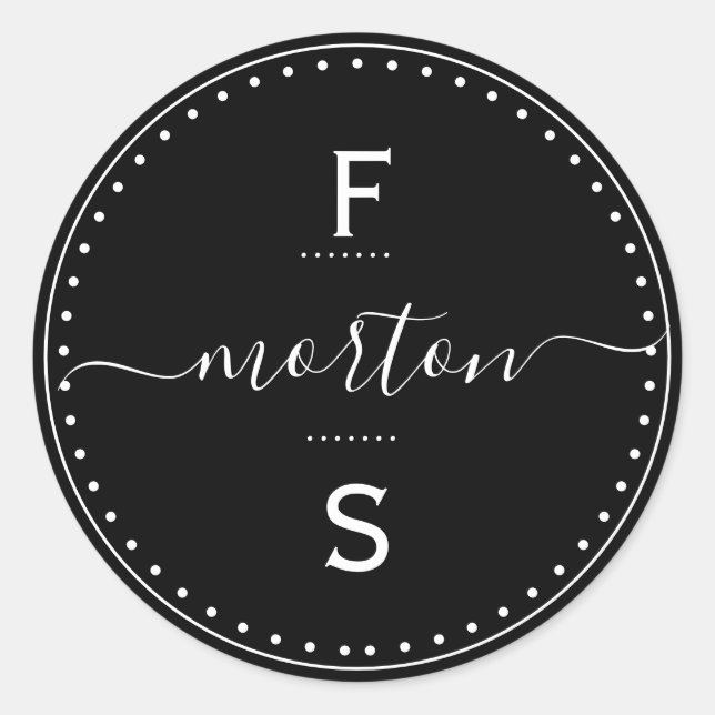Nachname des Skripts mit Initialen Runder Aufkleber (Vorderseite)