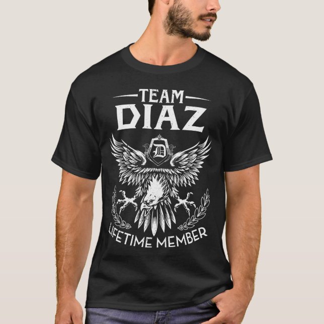 Nachname des Teams DIAZ-Lebenslaufzeit-Member T-Shirt (Vorderseite)
