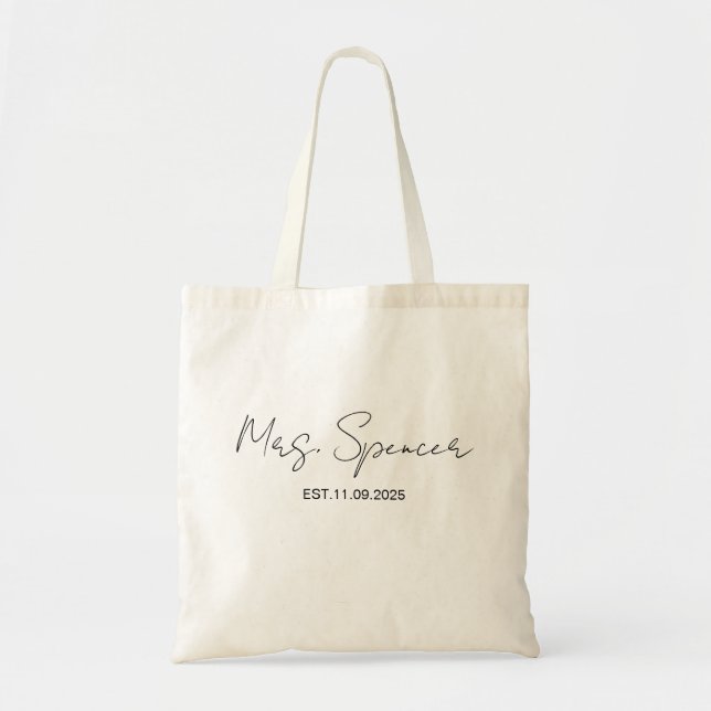 Nachname Est Year Tote Bag Personalisiert Datum Tragetasche (Vorne)
