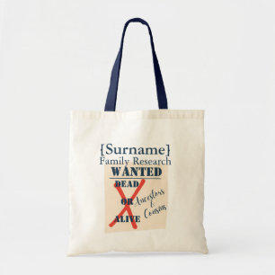 [Nachname] Familienforschung (Wanted Poster) Tragetasche
