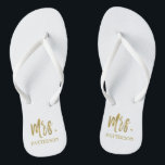 Nachname Flip Flops mit Goldfolie<br><div class="desc">Frau Nachname Flip Flops mit Gold Foil Typografie. Die Flip-Flops können mit Mr. Silver Flip Flops gepaart werden.</div>