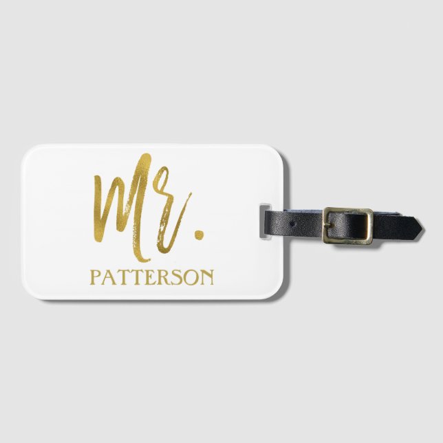 Nachname Gold Foil Gepäckmarke Gepäckanhänger (Vorderseite (Horizontal))