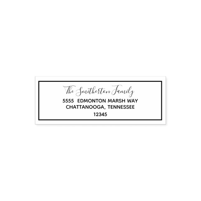 Nachname-Rücksendeadresse für Basisskriptfamilie Permastempel (Design)