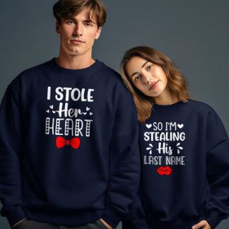 Nachname Valentinstag Couple Matching Funny Sweatshirt