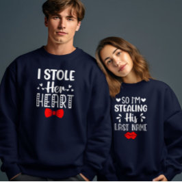 Nachname Valentinstag Couple Matching Funny Sweatshirt