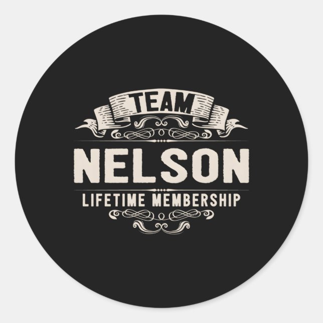 Nachname von Team Nelson Lifetime Runder Aufkleber (Vorderseite)