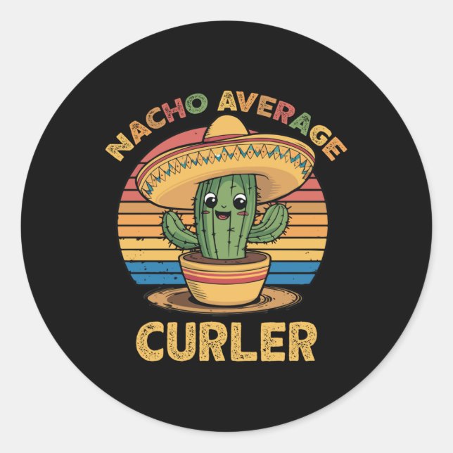 Nacho Average Curler Mexican Cinco De Mayo Curling Runder Aufkleber (Vorderseite)