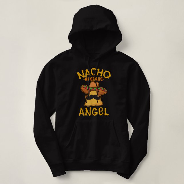 Nacho Average Engel Personalisiert Name Funny Taco Hoodie (Design vorne)