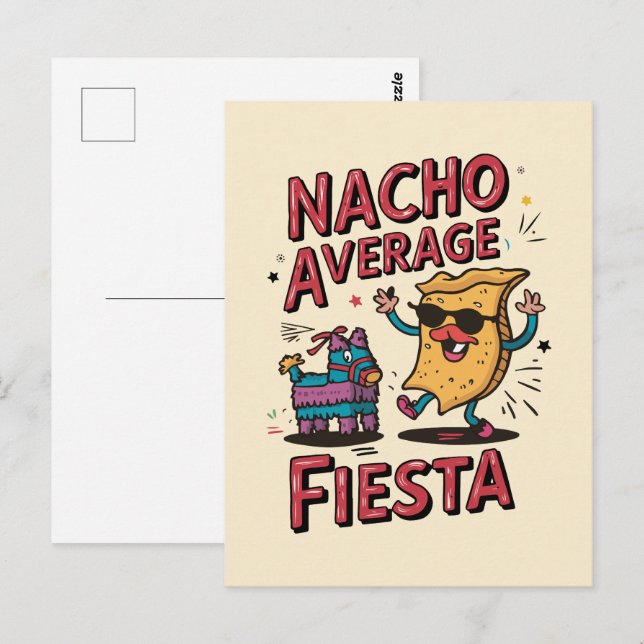 Nacho Average Fiesta - Spaß, buntes Nacho-Design Postkarte (Vorne/Hinten)