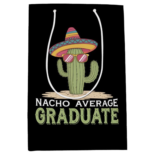 Nacho Average Graduate Cactus Abschluss Mexican Mittlere Geschenktüte (Vorderseite)