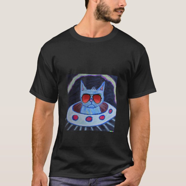 Nacho Average Patriotic Annoyed Space Cat Sungla T-Shirt (Vorderseite)