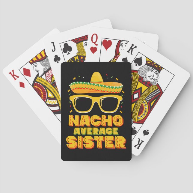 Nacho Average Sister Cinco De Mayo Matching Family Spielkarten (Rückseite)