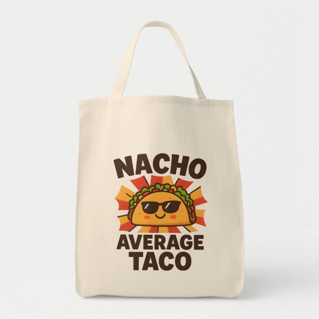 Nacho Average Taco Funny Food Pun Comic Style Tragetasche (Vorne)
