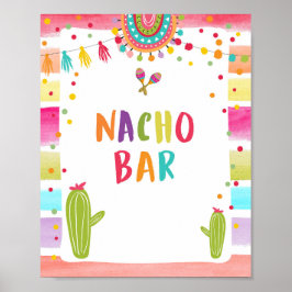 Nacho Bar Mexican Food Cactus Fiesta Table Sign Poster
