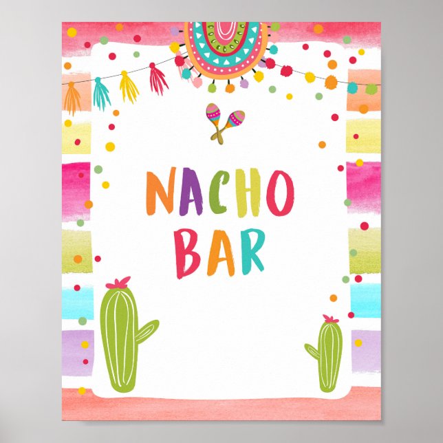 Nacho Bar Mexican Food Cactus Fiesta Table Sign Poster (Vorne)