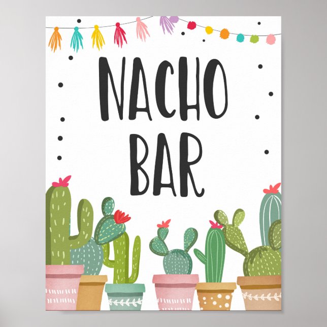 Nacho Bar Mexican Food Cactus Fiesta Table Sign Poster (Vorne)