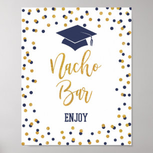 Nacho Bar Navy & Gold Graduation Party Signierung Poster