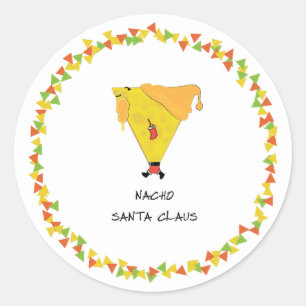 Nacho Santa mit Chips Runder Aufkleber