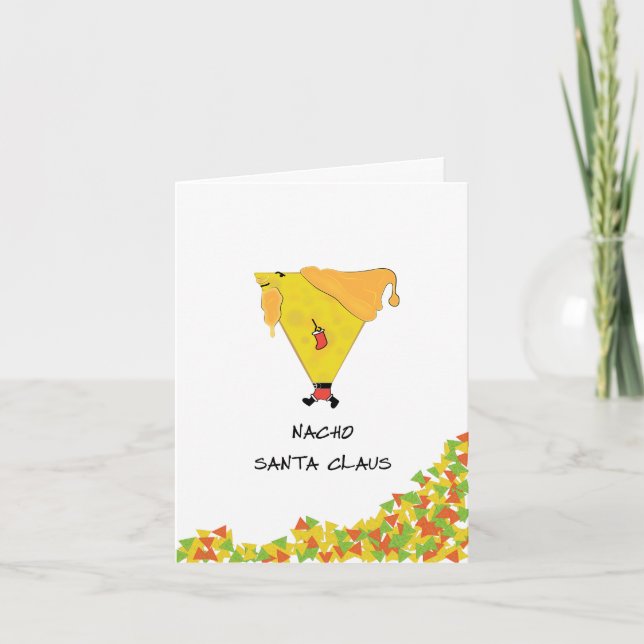 Nacho-Weihnachtsmann mit Chips Einladung (Vorderseite)