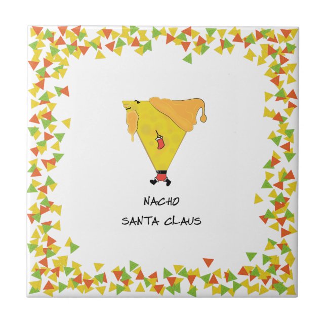 Nacho-Weihnachtsmann mit Chips Fliese (Vorderseite)