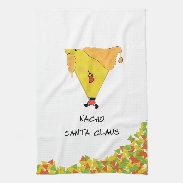 Nacho-Weihnachtsmann mit Chips Geschirrtuch (Vertikal)