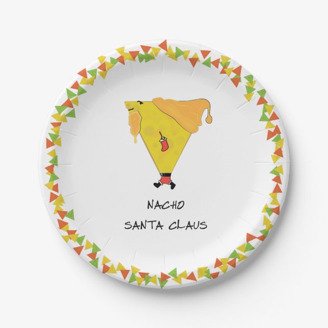 Nacho-Weihnachtsmann mit Chips Pappteller (Vorderseite)