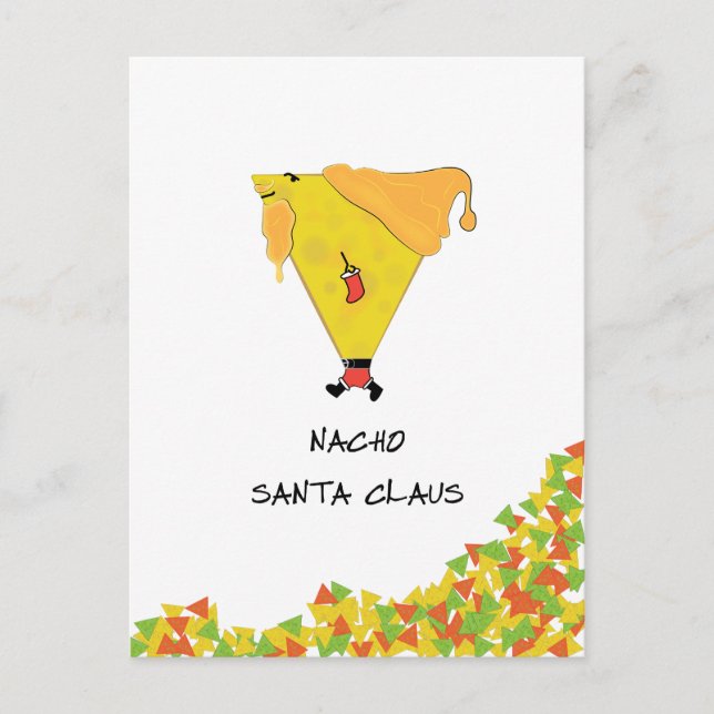 Nacho-Weihnachtsmann mit Chips Postkarte (Vorderseite)