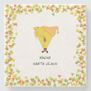 Nacho-Weihnachtsmann mit Chips Steinuntersetzer